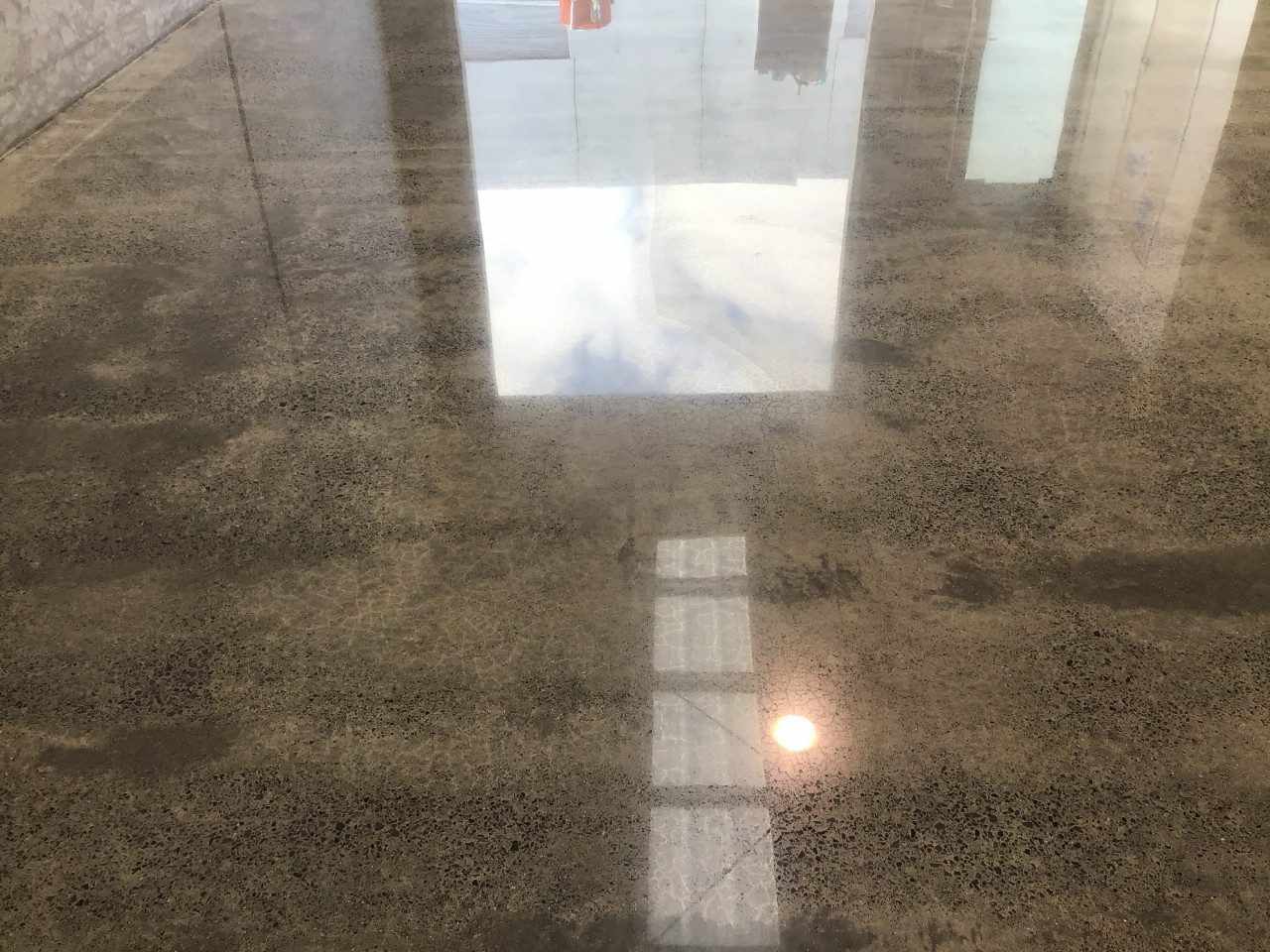 Residential polished concrete floor in a modern home